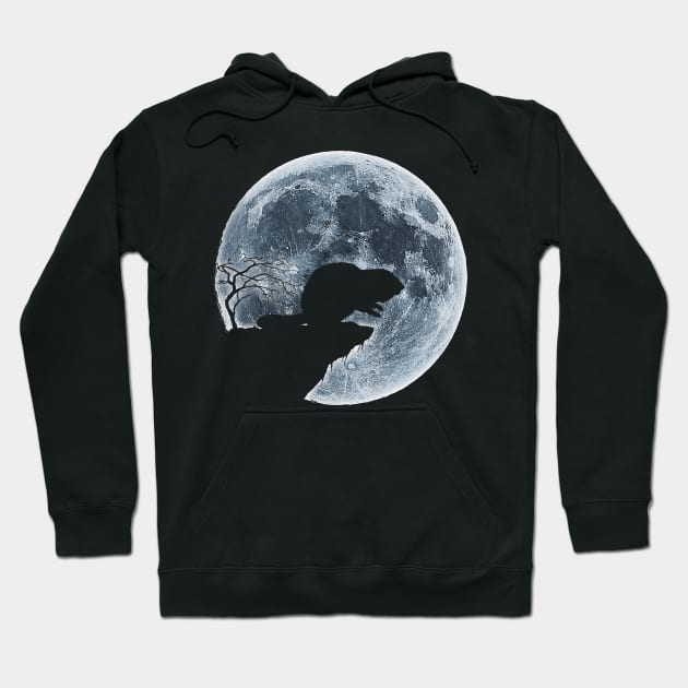 Beaver Halloween Costume Moon Silhouette Creepy Hoodie by magazin